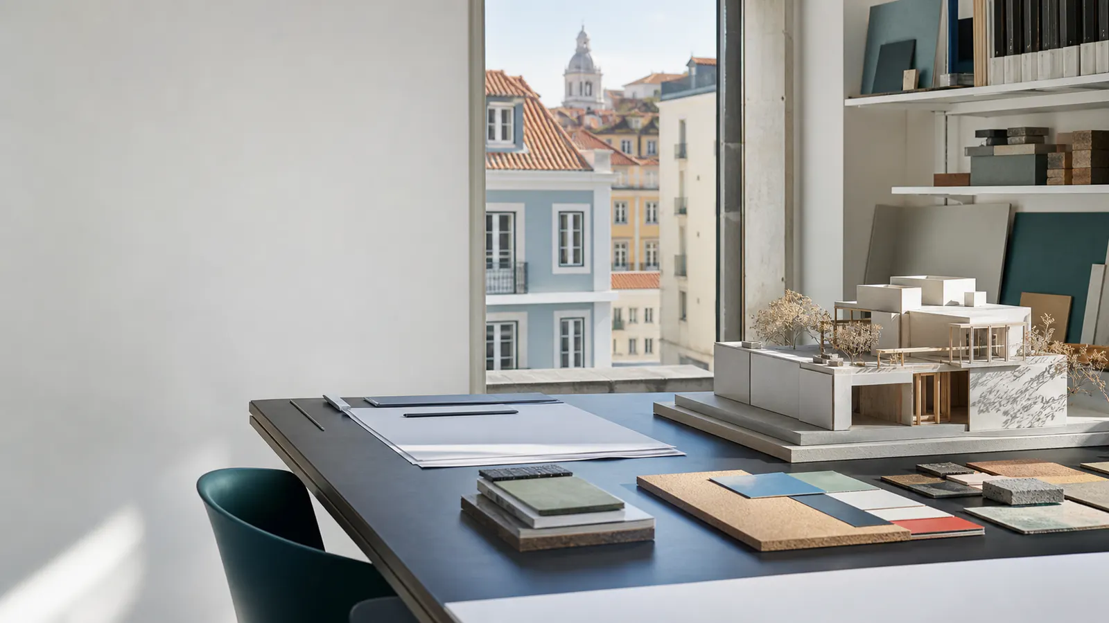 Estúdio de arquitetura com maquete em Lisboa